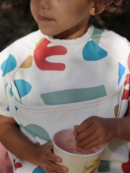 Meegroeislabbetje met mouwen 2-in-1 BEABA Playful beige+rouge+saliegroen - vertbaudet enfant 