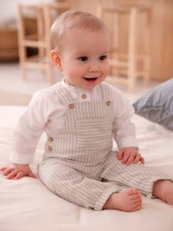 Baby-Babyset-Set overhemd en salopette newborn in linnen en katoen