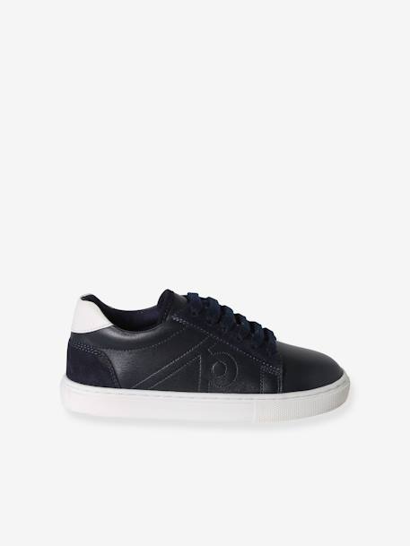 Leren kindersneakers marineblauw+wit - vertbaudet enfant 
