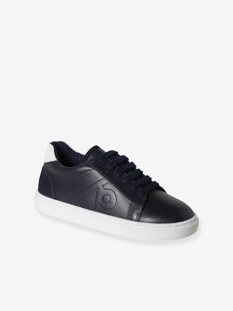 Leren kindersneakers marineblauw+wit - vertbaudet enfant 