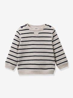 Baby-Trui, vest, sweater-Vest-Gestreept sweatshirt van biologisch katoen CYRILLUS