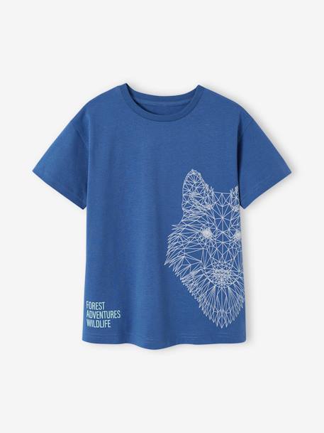 T-shirt met wolfmotief jongens inktblauw - vertbaudet enfant 