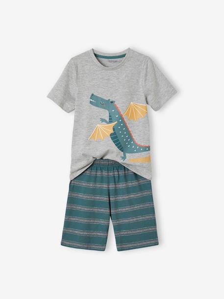 Set van 2 Oeko Tex® pyjashorts met ridder en draken Set geel en groen - vertbaudet enfant 
