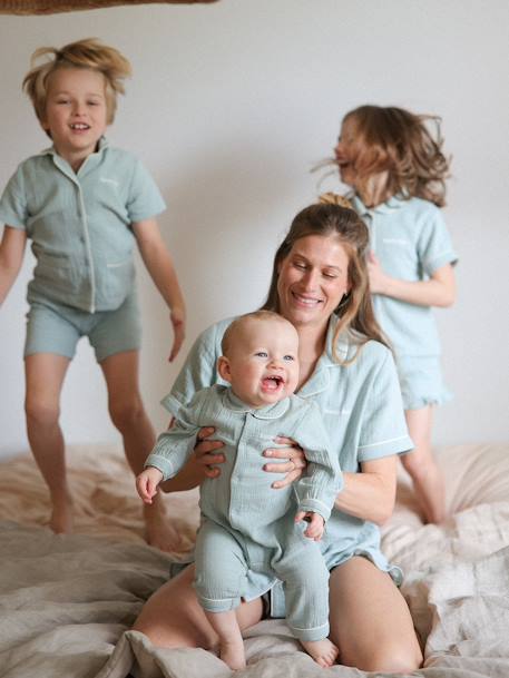 Pyjashort jongens personaliseerbaar saliegroen - vertbaudet enfant 