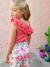 Asymmetrisch geruit T-shirt voor meisjes ecru+koraal+saliegroen - vertbaudet enfant 