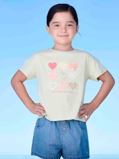 Meisje-Meisjes-T-shirt met frisou-animatie en iriserende details