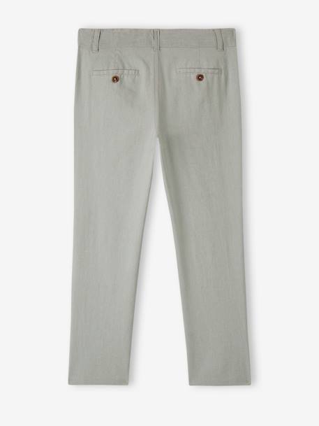 Chinobroek jongens katoen/linnen beige+blauw+donker marineblauw+lichtbeige+saliegroen - vertbaudet enfant 