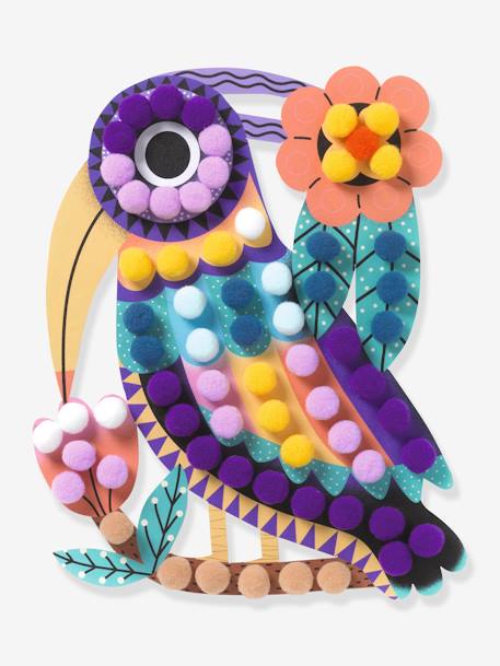 Collageset met silhouetten en pompons - DJECO meerkleurig - vertbaudet enfant 