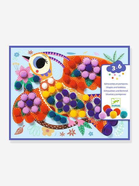 Collageset met silhouetten en pompons - DJECO meerkleurig - vertbaudet enfant 