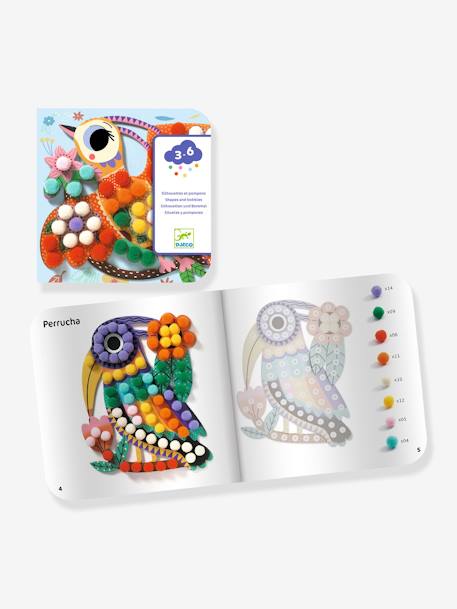 Collageset met silhouetten en pompons - DJECO meerkleurig - vertbaudet enfant 
