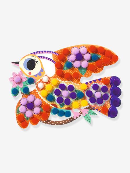 Collageset met silhouetten en pompons - DJECO meerkleurig - vertbaudet enfant 