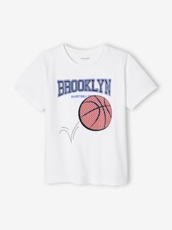 Jongens-T-shirt, poloshirt, souspull-Jongensshirt met basketbalmotief in reliëf