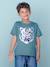 Jongensshirt met motief in omkeerbare pailletten Basics blauwgroen+ecru+nachtblauw+oceaanblauw+wit - vertbaudet enfant 