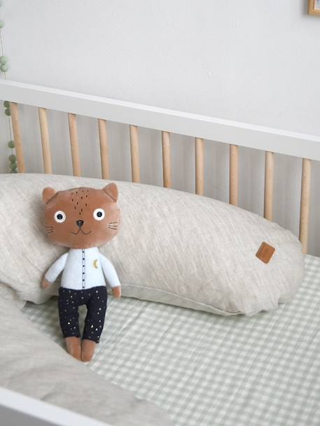 Kraam- en borstvoedingskussen BEABA Big Flopsy beige+bruin, bedrukt+cacao+Gechineerd grijs+groen - vertbaudet enfant 
