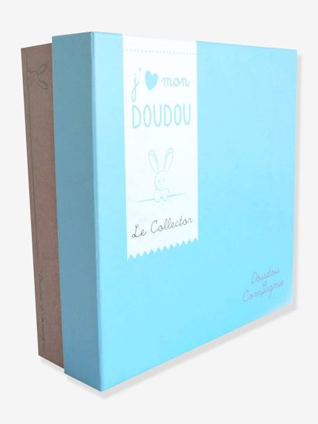 Vierkante teddybeerknuffel 24cm collector - DOUDOU ET COMPAGNIE blauw+rozen+taupe - vertbaudet enfant 