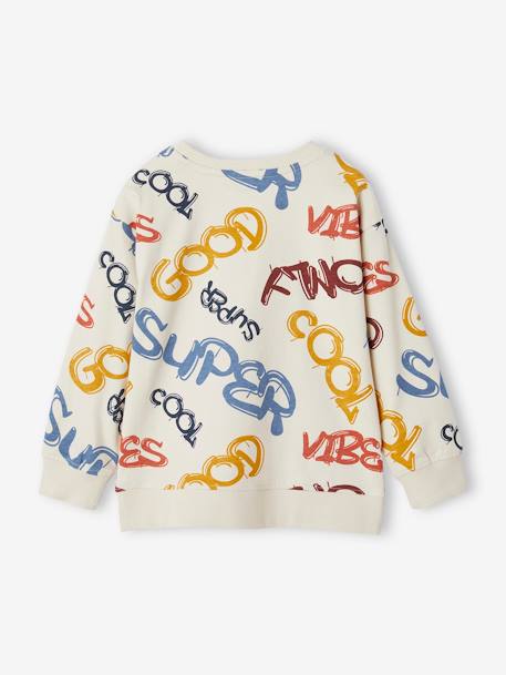 Jongensshirt in sweaterlook met print ecru+gemêleerd wit+pecannoot - vertbaudet enfant 