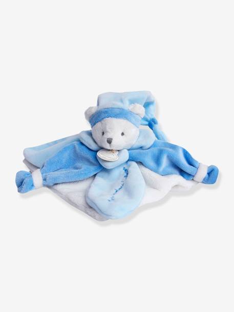 Vierkante teddybeerknuffel 24cm collector - DOUDOU ET COMPAGNIE blauw+rozen+taupe - vertbaudet enfant 