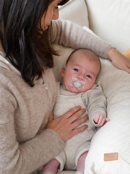 Kraam- en borstvoedingskussen BEABA Big Flopsy beige+bruin, bedrukt+cacao+Gechineerd grijs+groen - vertbaudet enfant 