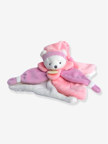 Vierkante teddybeerknuffel 24cm collector - DOUDOU ET COMPAGNIE blauw+rozen+taupe - vertbaudet enfant 