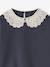 Sweater met sierlijke kraag van macramé meisjes antraciet - vertbaudet enfant 