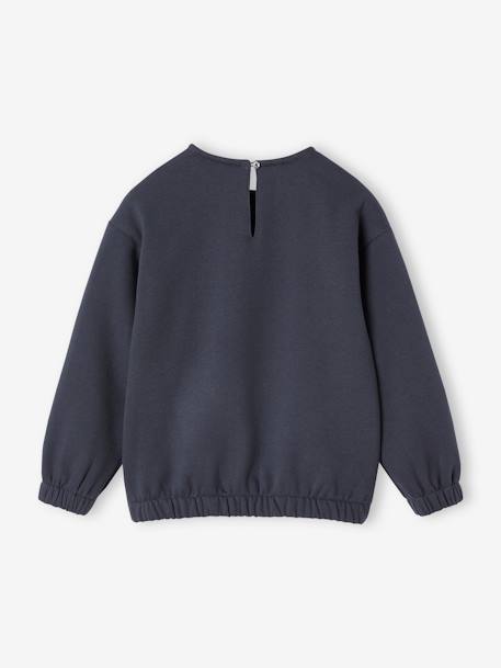 Sweater met sierlijke kraag van macramé meisjes antraciet - vertbaudet enfant 