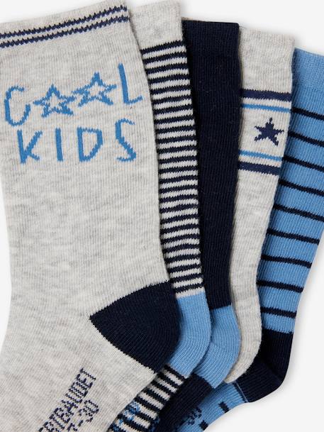 Set van 5 paar jongenssokken 'Cool Kids' azuurblauw+indigoblauw+nachtblauw+saliegroen - vertbaudet enfant 