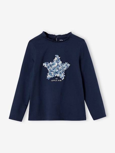 T-shirt met versiering en motief froufrou Oeko-Tex® marineblauw - vertbaudet enfant 