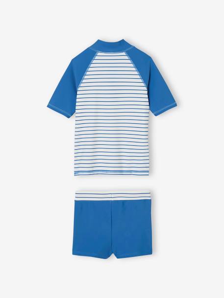 UV-bestendige zwemset met zwemshirt + boxershort voor jongens azuurblauw - vertbaudet enfant 