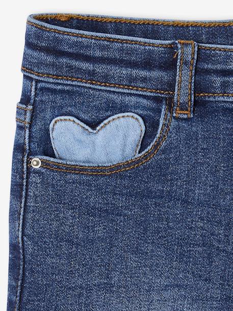 Slim jeans gemiddeld meisjes donkerblauw+gebleekt denim+grijs+middenblauw - vertbaudet enfant 