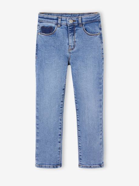 Slim jeans gemiddeld meisjes donkerblauw+gebleekt denim+grijs+middenblauw - vertbaudet enfant 