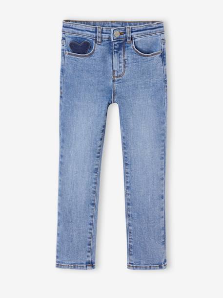 Slim meisjesjeans smal denimgrijs+donkerblauw+gebleekt denim+grijs+middenblauw - vertbaudet enfant 