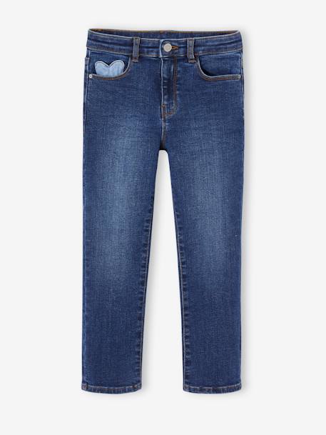 Slim jeans gemiddeld meisjes donkerblauw+gebleekt denim+grijs+middenblauw - vertbaudet enfant 