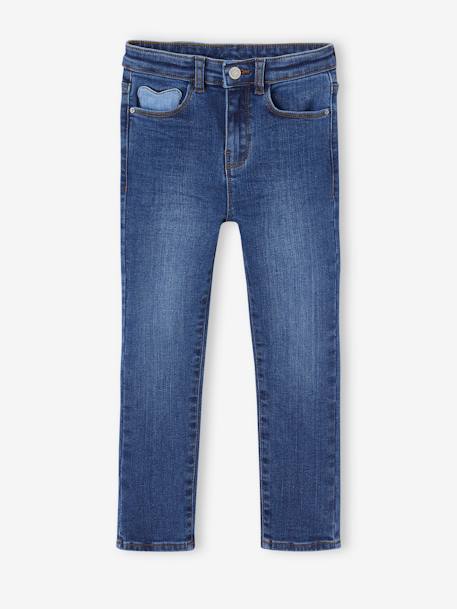 Slim meisjesjeans smal denimgrijs+donkerblauw+gebleekt denim+grijs+middenblauw - vertbaudet enfant 