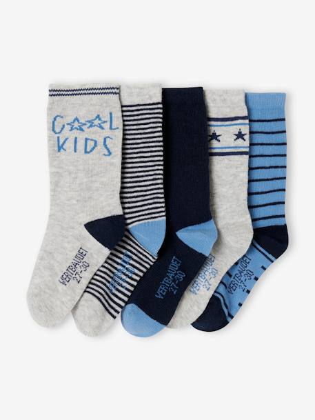 Set van 5 paar jongenssokken 'Cool Kids' azuurblauw+indigoblauw+nachtblauw+saliegroen - vertbaudet enfant 