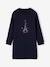 Basics fleece meisjesjurk marineblauw+saliegroen - vertbaudet enfant 
