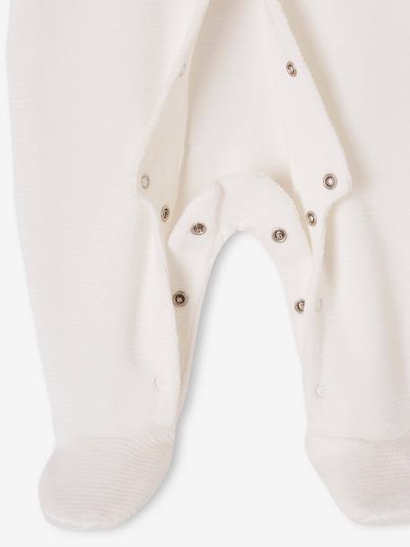 Set van 2 geribd fluwelen babyslaappakjes met opening voor beige+rozen - vertbaudet enfant 