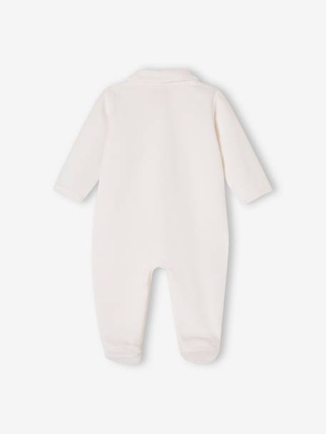 Set van 2 geribd fluwelen babyslaappakjes met opening voor beige+rozen - vertbaudet enfant 