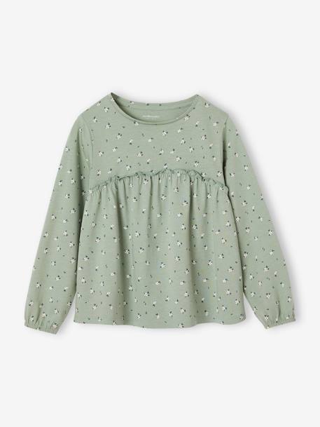Shirtblouse met print voor meisjes beige+ecru+groengrijs - vertbaudet enfant 