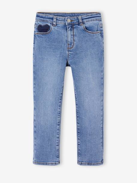 Smalle jeans large meisjes denimgrijs+donkerblauw+gebleekt denim+grijs+middenblauw - vertbaudet enfant 