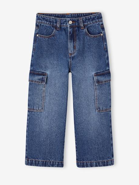 Wijde cargojeans meisjes donkerblauw - vertbaudet enfant 