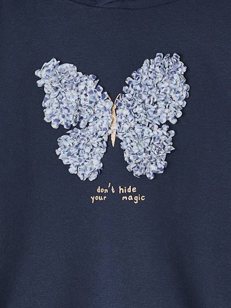 Sweatshirt met capuchon fantasiemotief meisjes marineblauw - vertbaudet enfant 