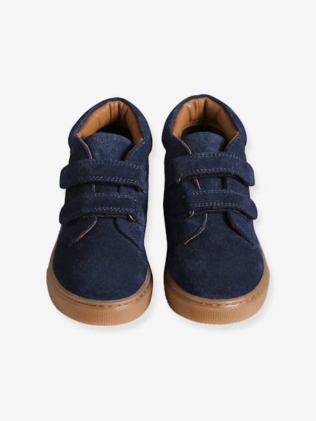 Halfhoge jongenssneakers in gekrast leer marineblauw - vertbaudet enfant 