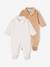 Set van 2 geribd fluwelen babyslaappakjes met opening voor beige+rozen - vertbaudet enfant 