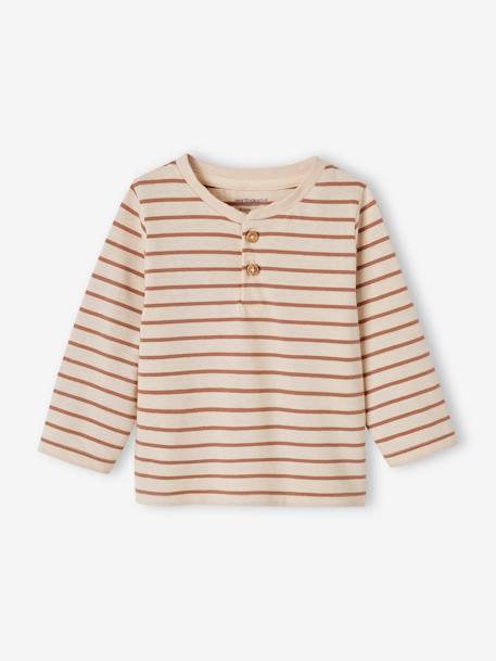 Set van 3 T-shirts Basics van biokatoen baby pecannoot+terracotta - vertbaudet enfant 