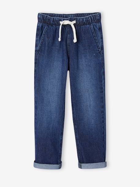 Wijde jongensbroek, eenvoudig aan te trekken gebleekt denim+grijs+ongewassen denim+stone - vertbaudet enfant 