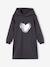Meisjesjurk van sweatstof met capuchon en mooie details antraciet+gemêleerd grijs+groen+marineblauw - vertbaudet enfant 