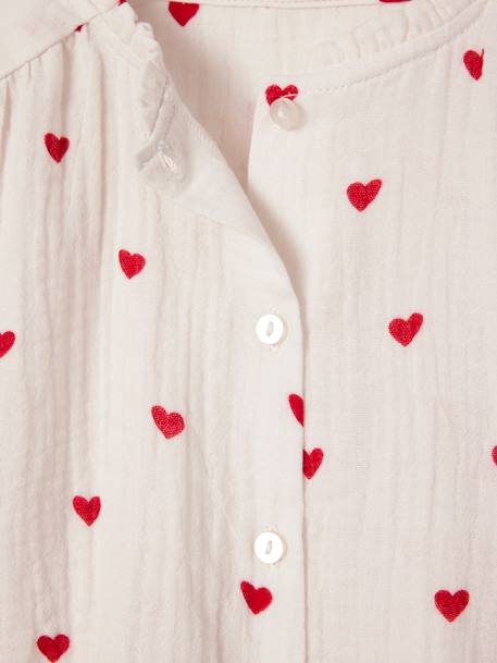 Personaliseerbare meisjesblouse van katoenen gaas ecru+lichtroze+wit, bedrukt - vertbaudet enfant 