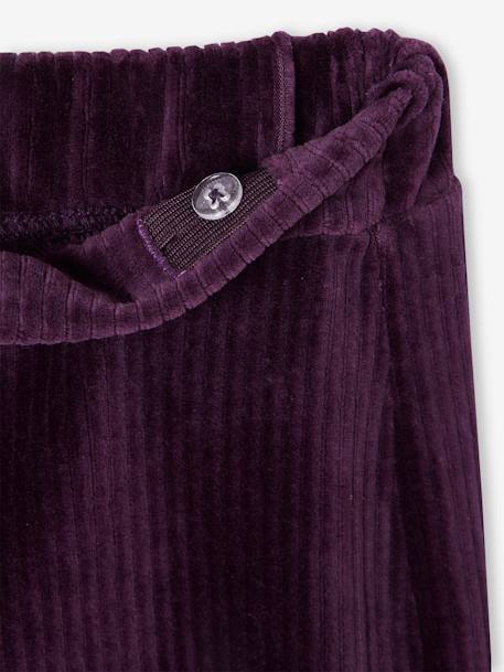Wijde, fluwelen broek voor meisjes antraciet+bruin+chocoladebruin+ecru+grijsblauw+kaki+pruim+rozen+zachtpaars - vertbaudet enfant 