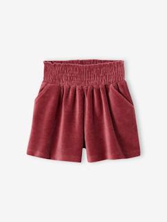 -Fluwelen meisjesshort met smokwerk 