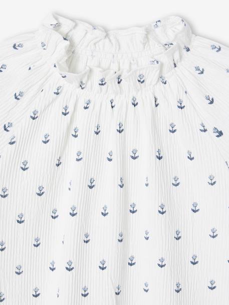 T-shirt met ruches en elastische kraag voor meisjes ecru+marineblauw+vanille - vertbaudet enfant 